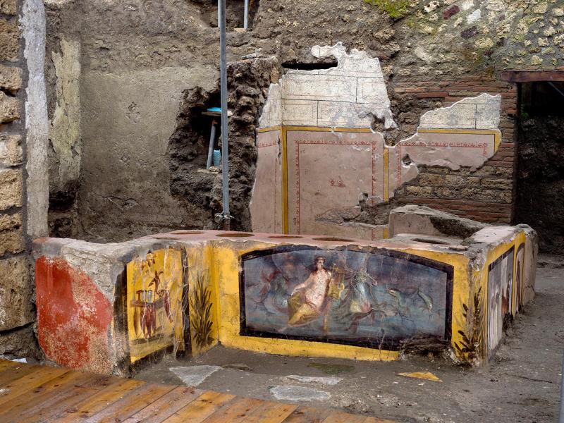 Pompei gut erhaltene Zewichnung auf Fresko
