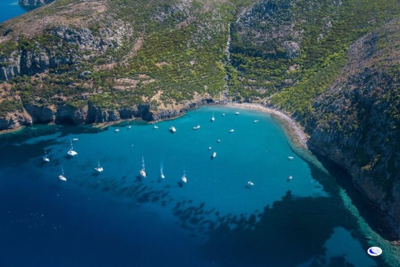Capraia. Eine Nachbar-Insel von Elba. Nahe zu Korsika.